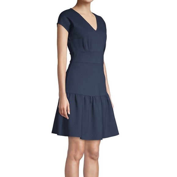 Kate Spade Ponte Cap-sleeve Flounce Dress - Picture 2 of 8